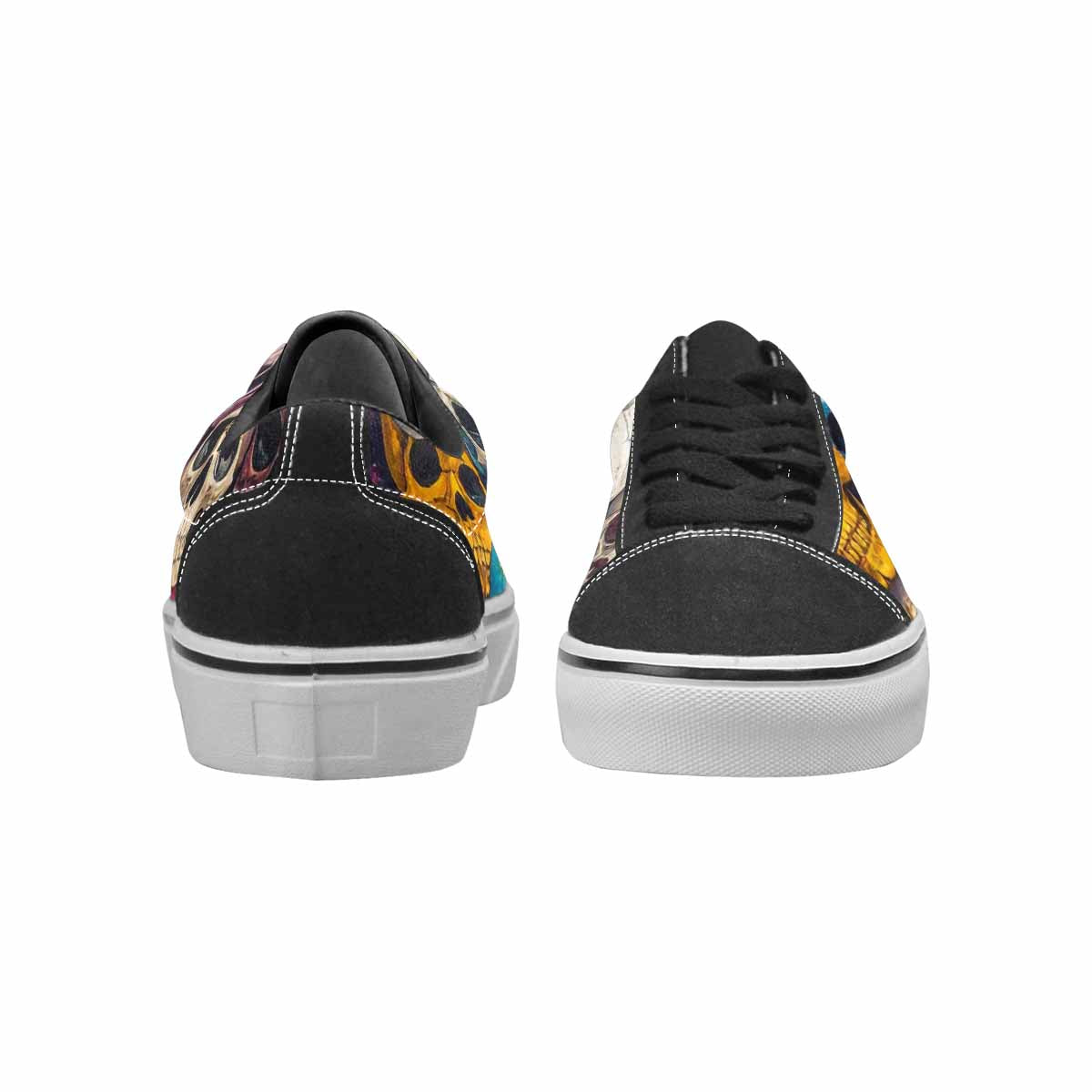 WOMEN'S Skulls  Marble Skulls Lace-Up Canvas Cottagecore Sneakers