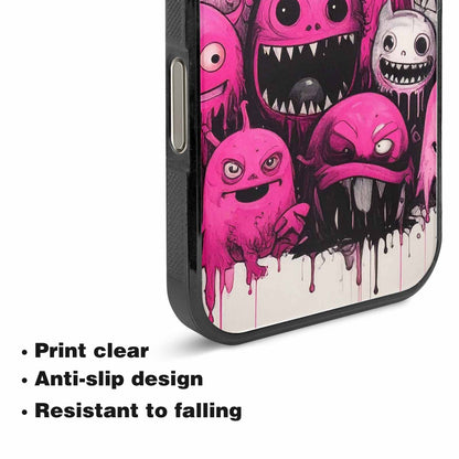 iPhone 15 Pro Max Case — Monsters General Black Pink Ink Cartoon, Unique Phone Case Design