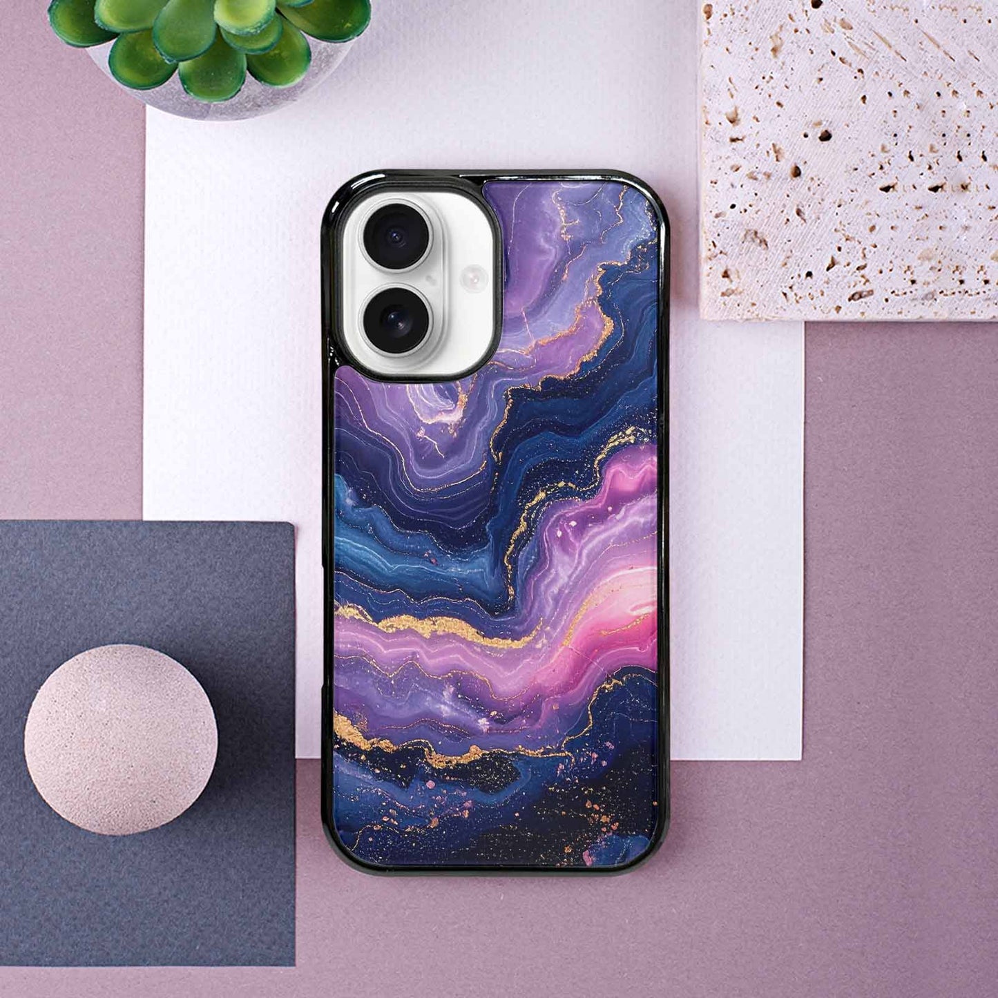 iPhone 16 Case — Marble Galaxy Custom Personalized Phone Cover, Custom Phone Case