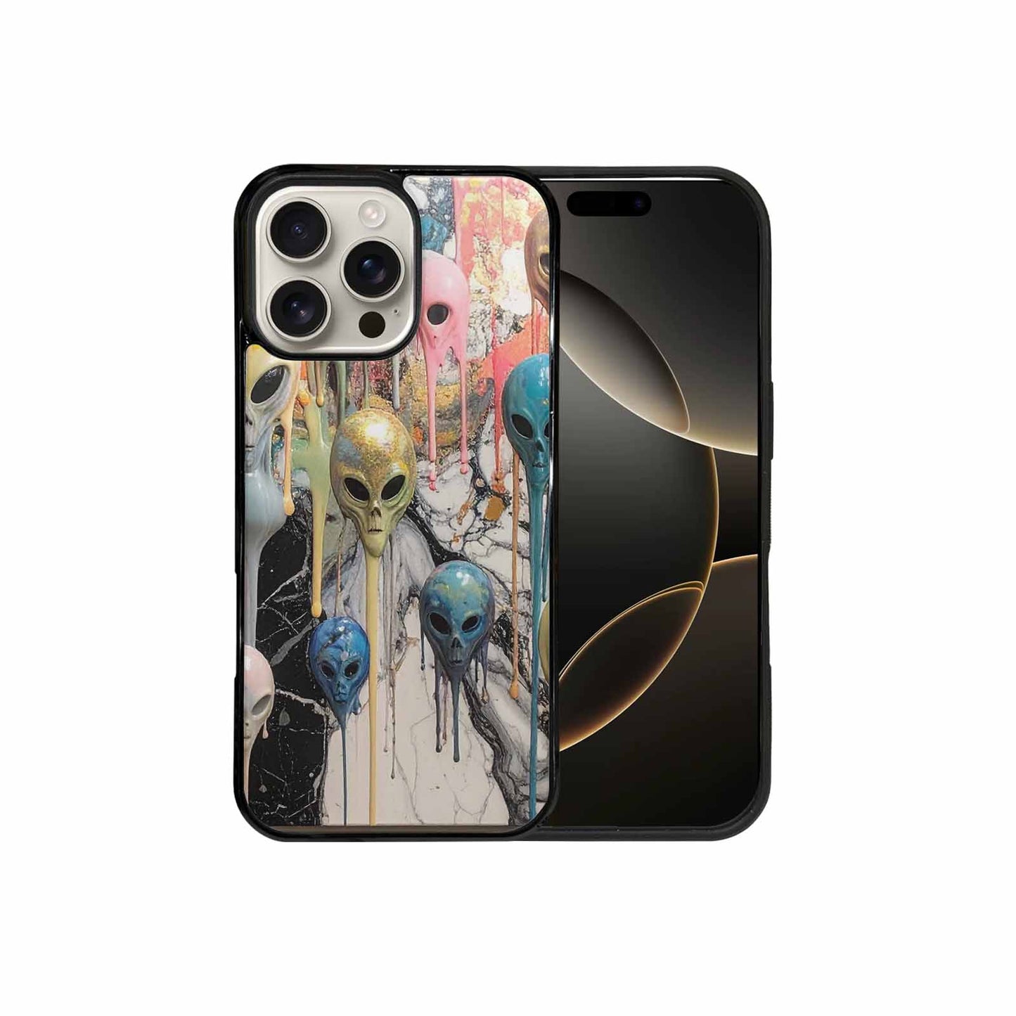 iPhone 16 Pro Max Case — Aliens Marblemelting Aliens Pa Eif, Custom Art Phone Cover