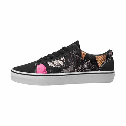 WOMEN'S Ice Cream Black & Pink Ink Canvas Custom Fashion Vibrant Chaos Custom Sneakers