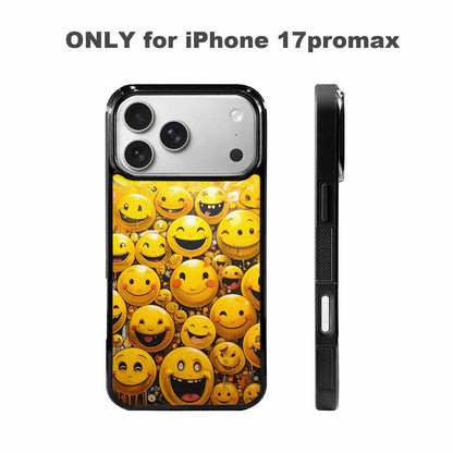 iPhone 17 Pro Max Case — Melting Moon Smiley Yellow Original Art, Custom Designed Case Cover