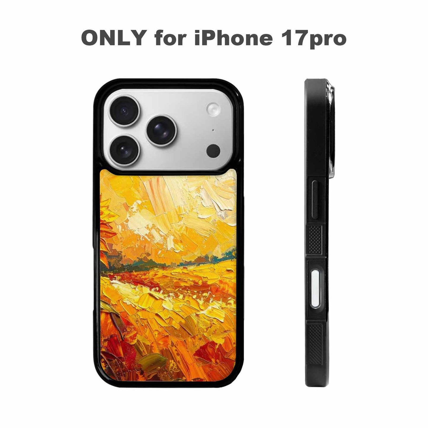 iPhone 17 Pro Case — Impressionist Sunflower Brushstroke Pattern Hundreds Floral, Unique Phone Case Design