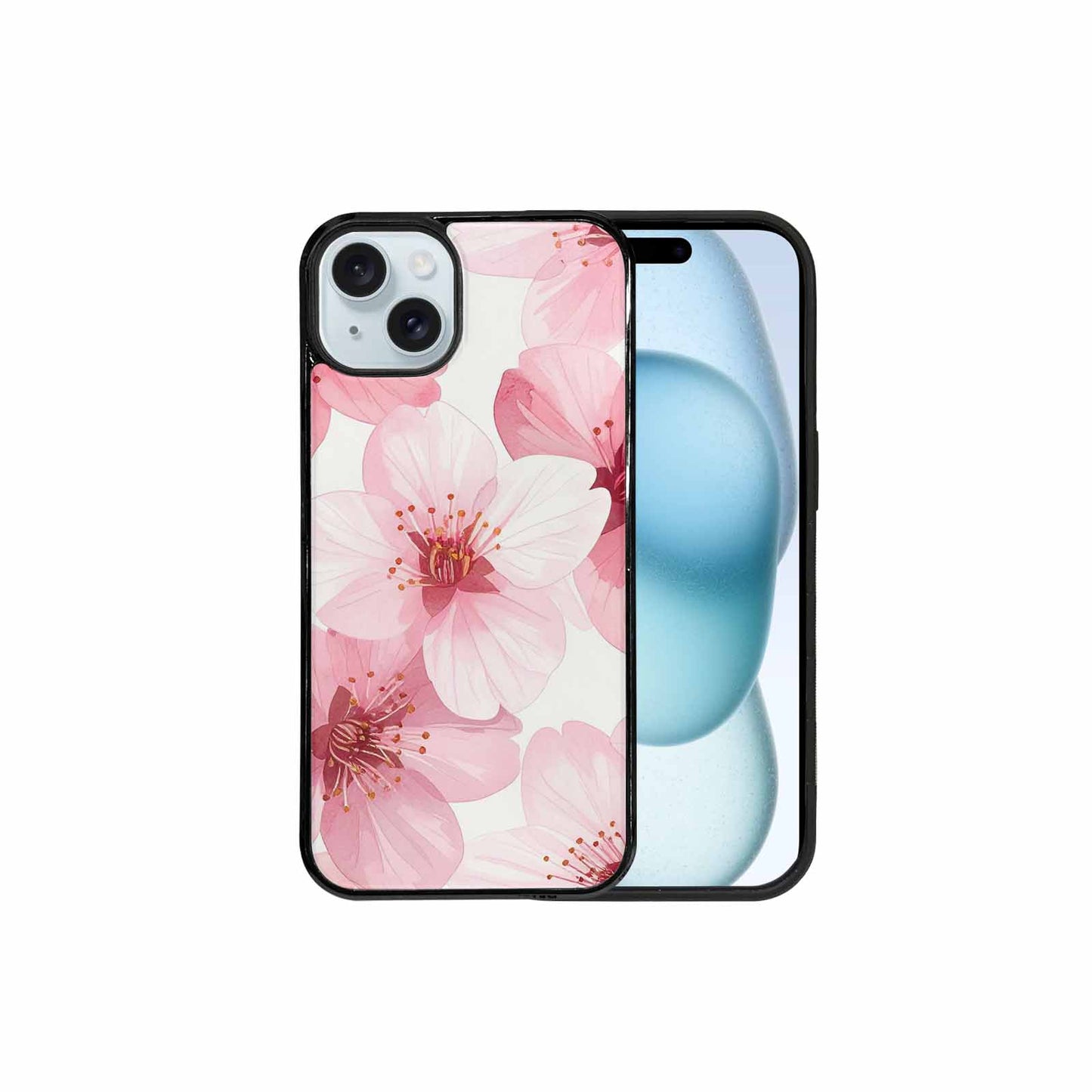 iPhone 15 Plus Case — Japanese Cherry Blossom Pattern Sakura Flowers, Custom Printed Phone Case