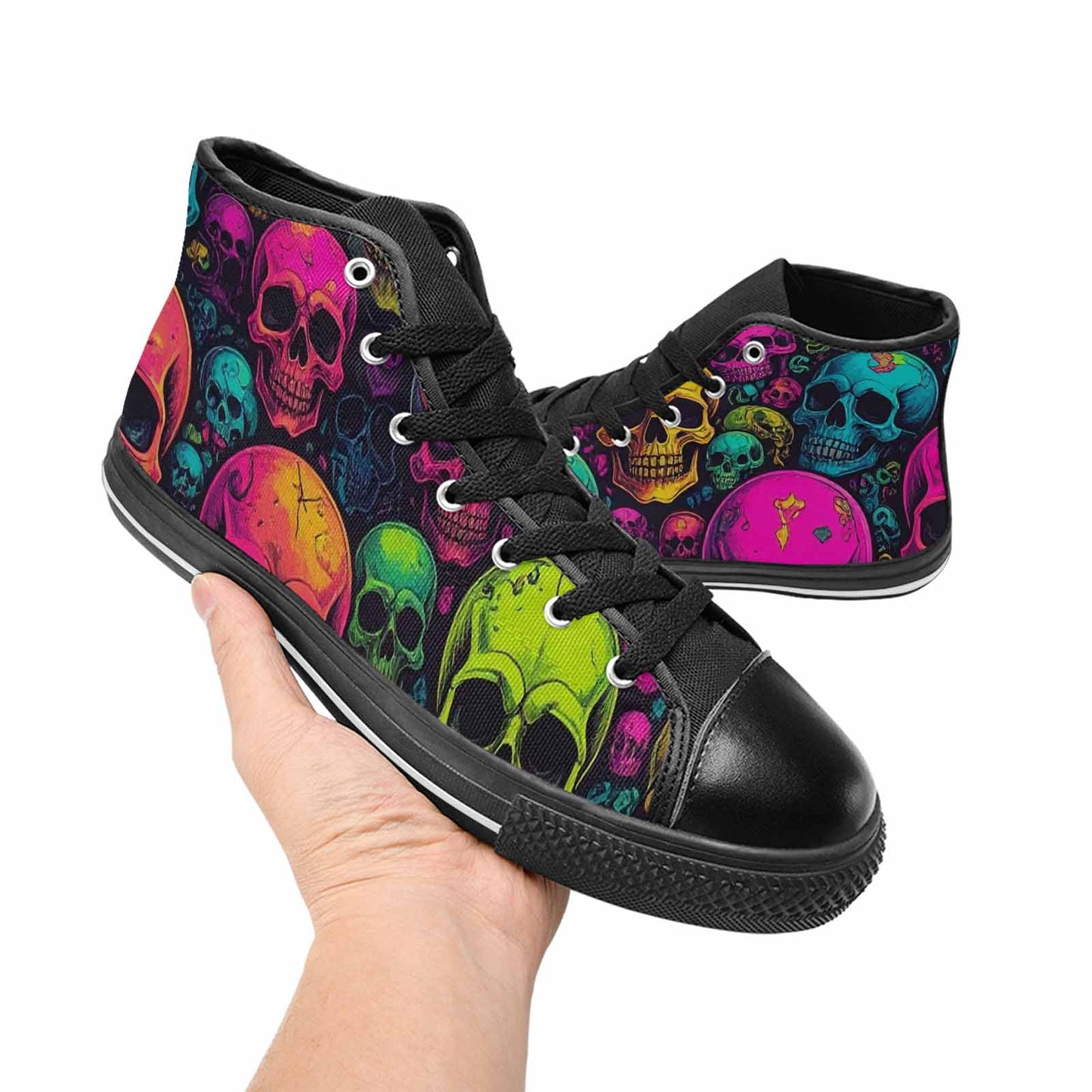 MEN'S Skulls - Neon High Top Canvas Aesthetic Custom Sneakers