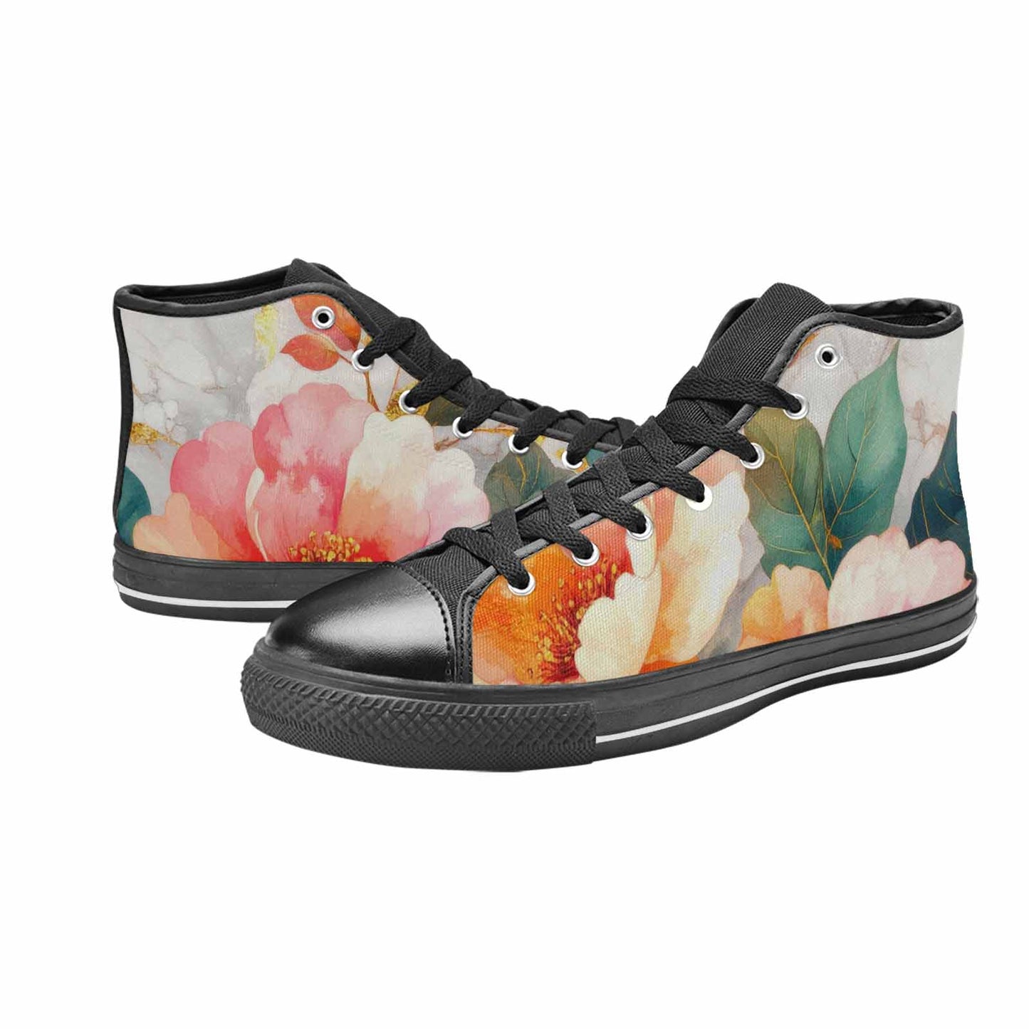 MEN'S Marble Floral High Top Canvas Y2K Custom Sneakers