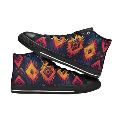 Wild Tribal Ripple 2 Men's High Top Canvas Shoes