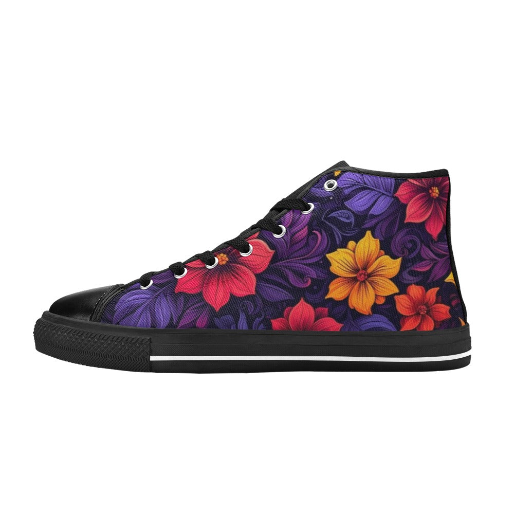 WOMEN'S Exotic Floral Weave High Top Canvas Y2K Sneakers