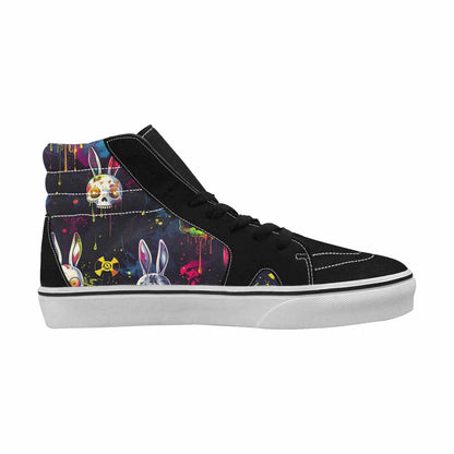 MEN'S Radioactive Ghost Bunny Skull High Top Canvas Melting Art Sneakers