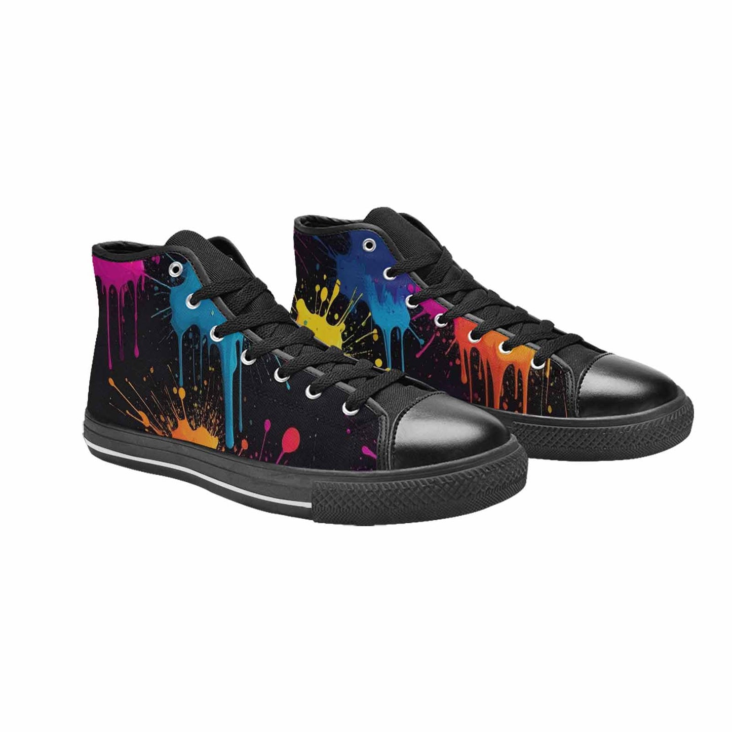 WOMEN'S Paint Splatter High Top Canvas Wallpaper Art Custom Sneakers