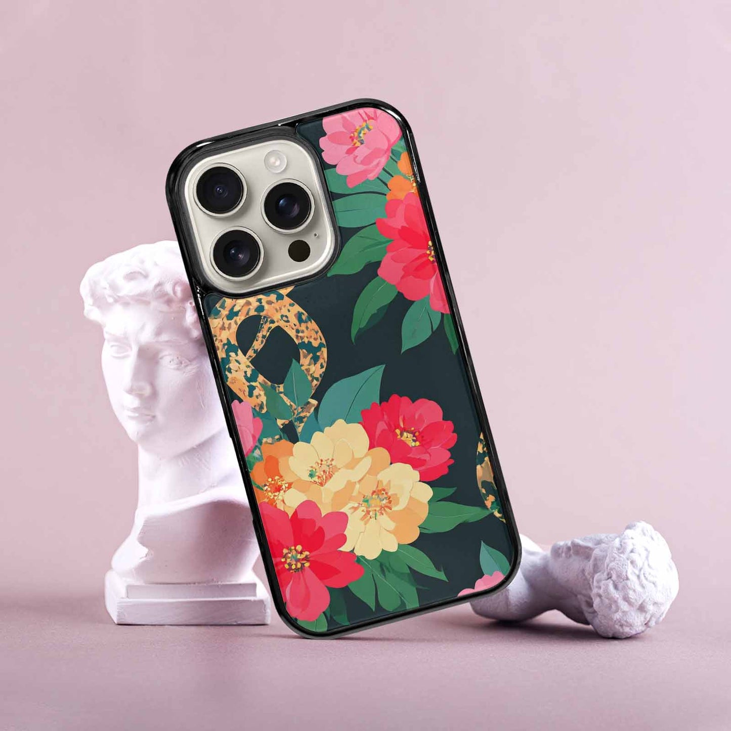 iPhone 16 Pro Case — Floral Snake Print, Custom Art Phone Cover