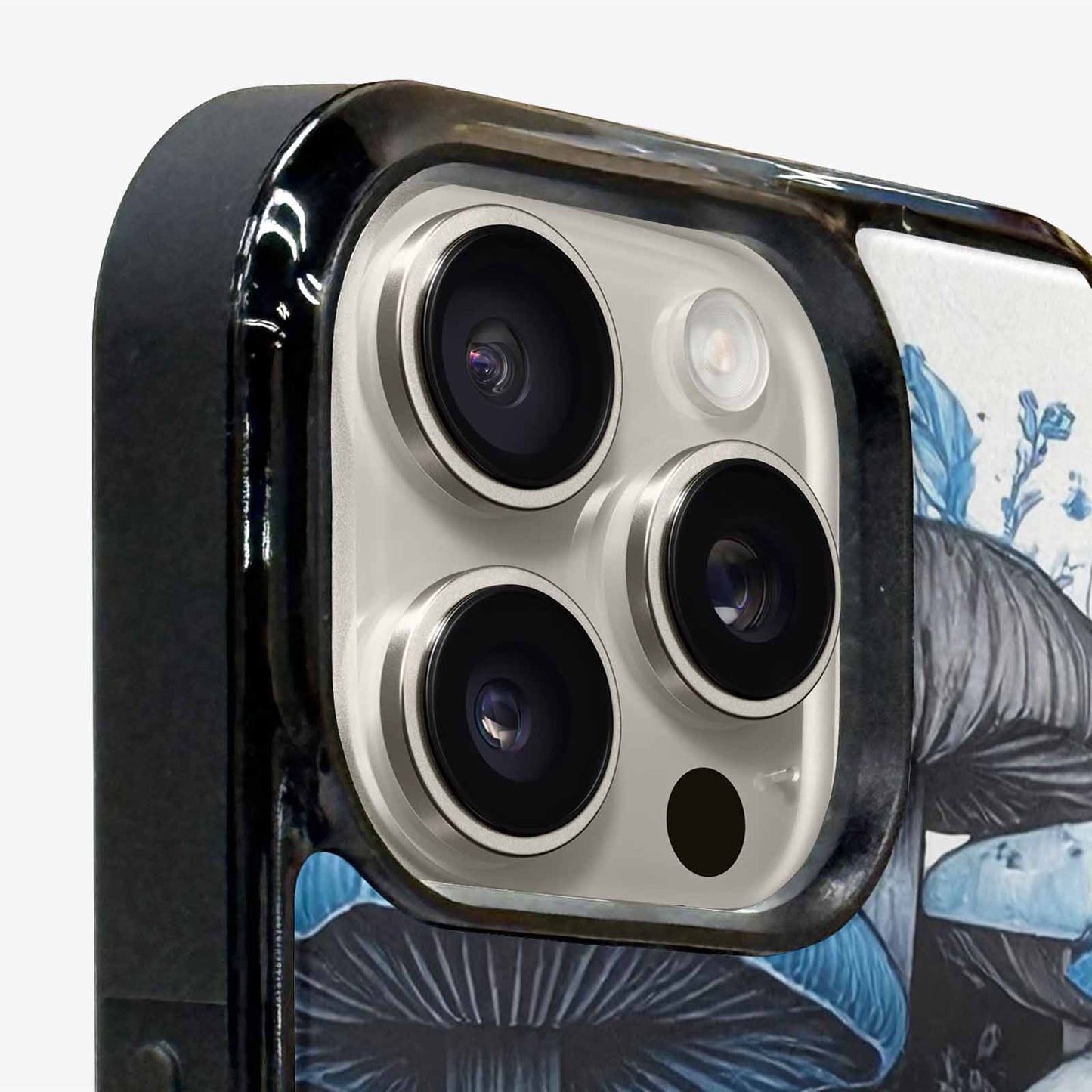 iPhone 16 Pro Max Case — Mushrooms General Black Blue Ink Mushrooms, Custom Made Phone Cover