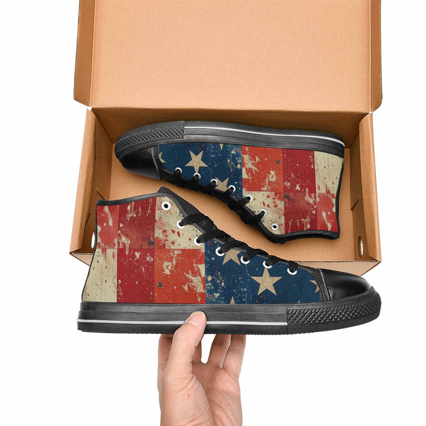 MEN'S American Flag Stars High Top Canvas Dark Academia Custom Shoes