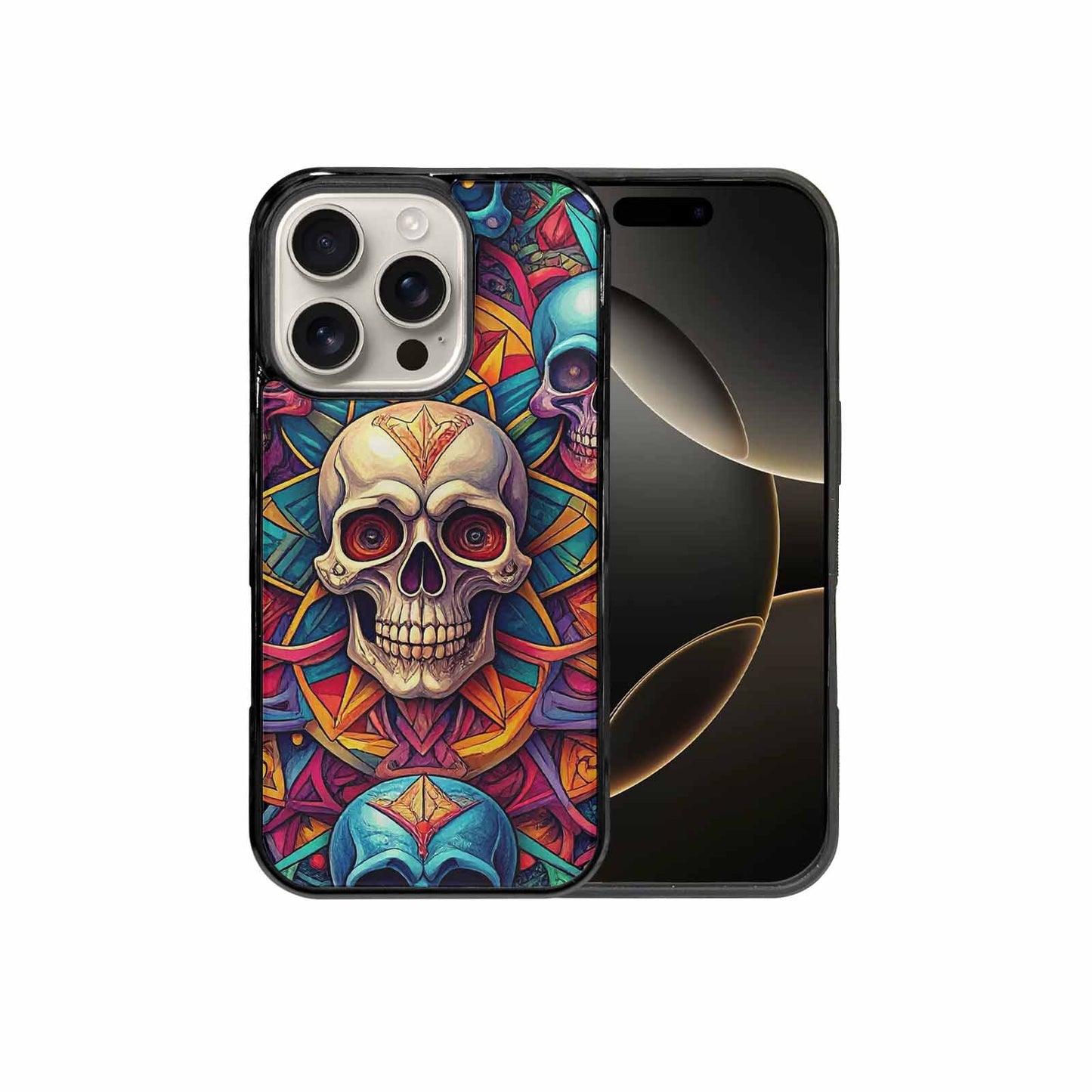 iPhone 16 Pro Case — Sacred Geometry Lots Of Skulls Seamless, Original Design Phone Case