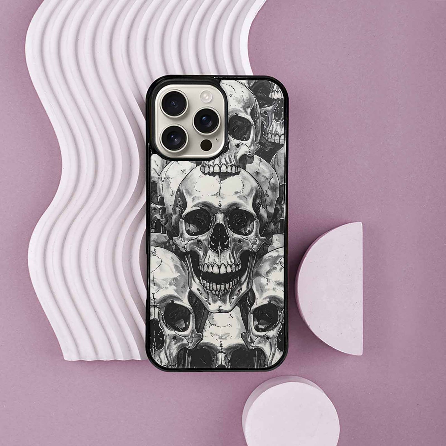 iPhone 16 Pro Max Case — Tessellated Human Skulls Custom, Custom Made Phone Cover