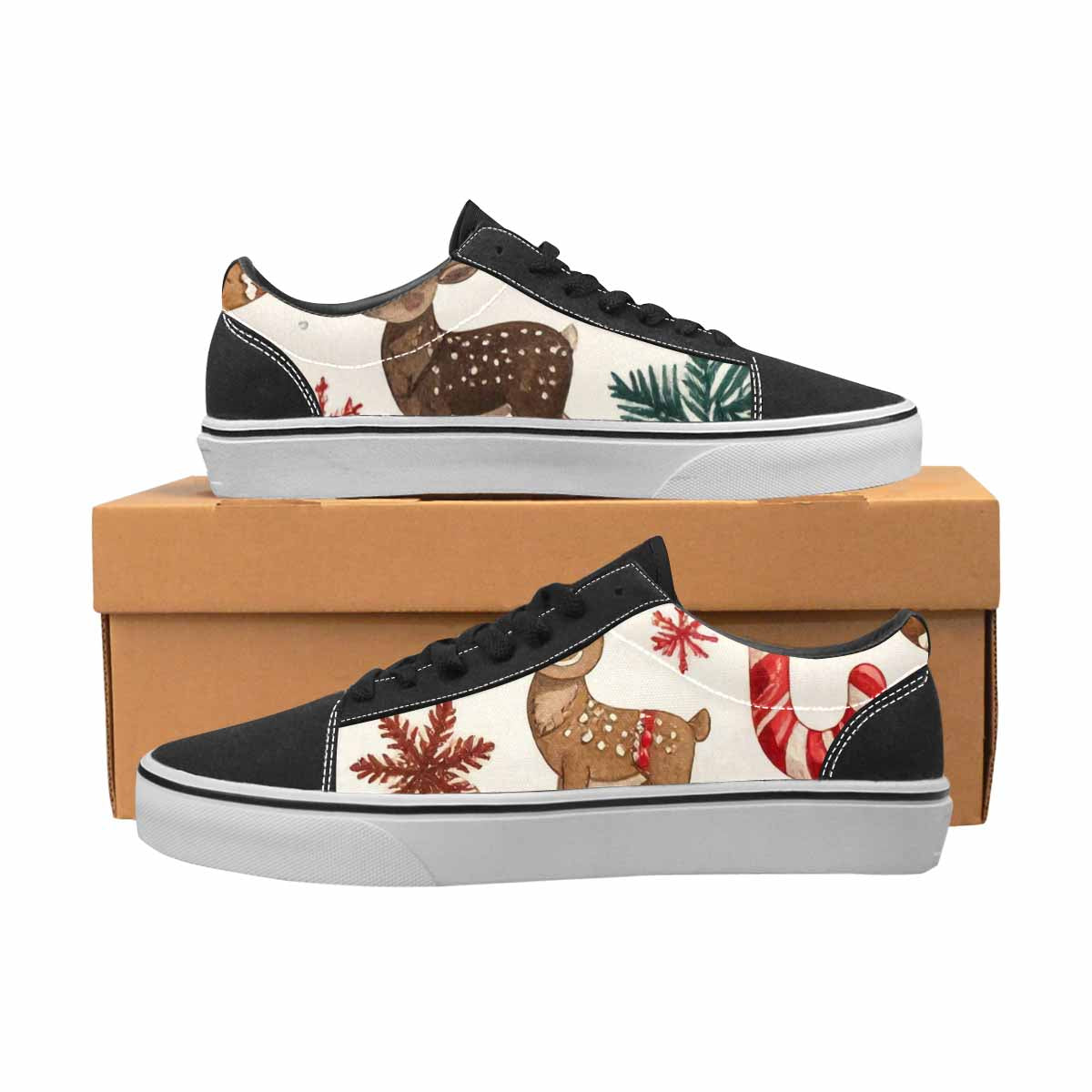 MEN'S Christmas Holly Snowflake Canvas Lace-Up Vibrant Chaos Shoes