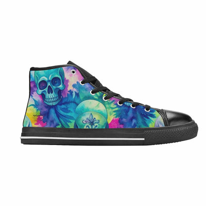 MEN'S Tie Dye Skulls Print High Top Canvas Cottagecore Custom Sneakers