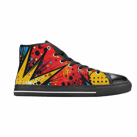 WOMEN'S Comic Book Halftone High Top Canvas Wallpaper Art Custom Shoes