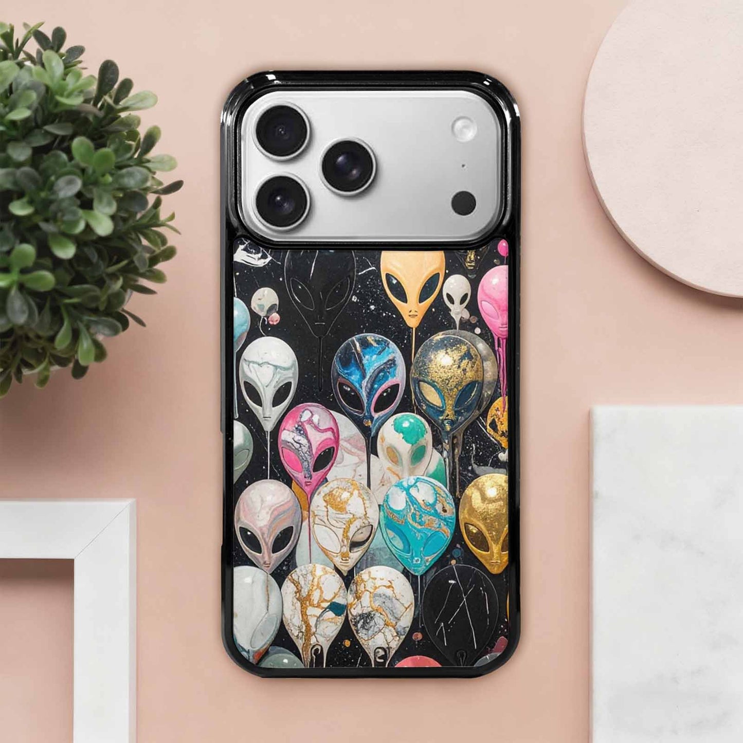 iPhone 17 Pro Max Case — Aliens Marblealiens Pattern Alien Scifi, Custom Made Phone Cover