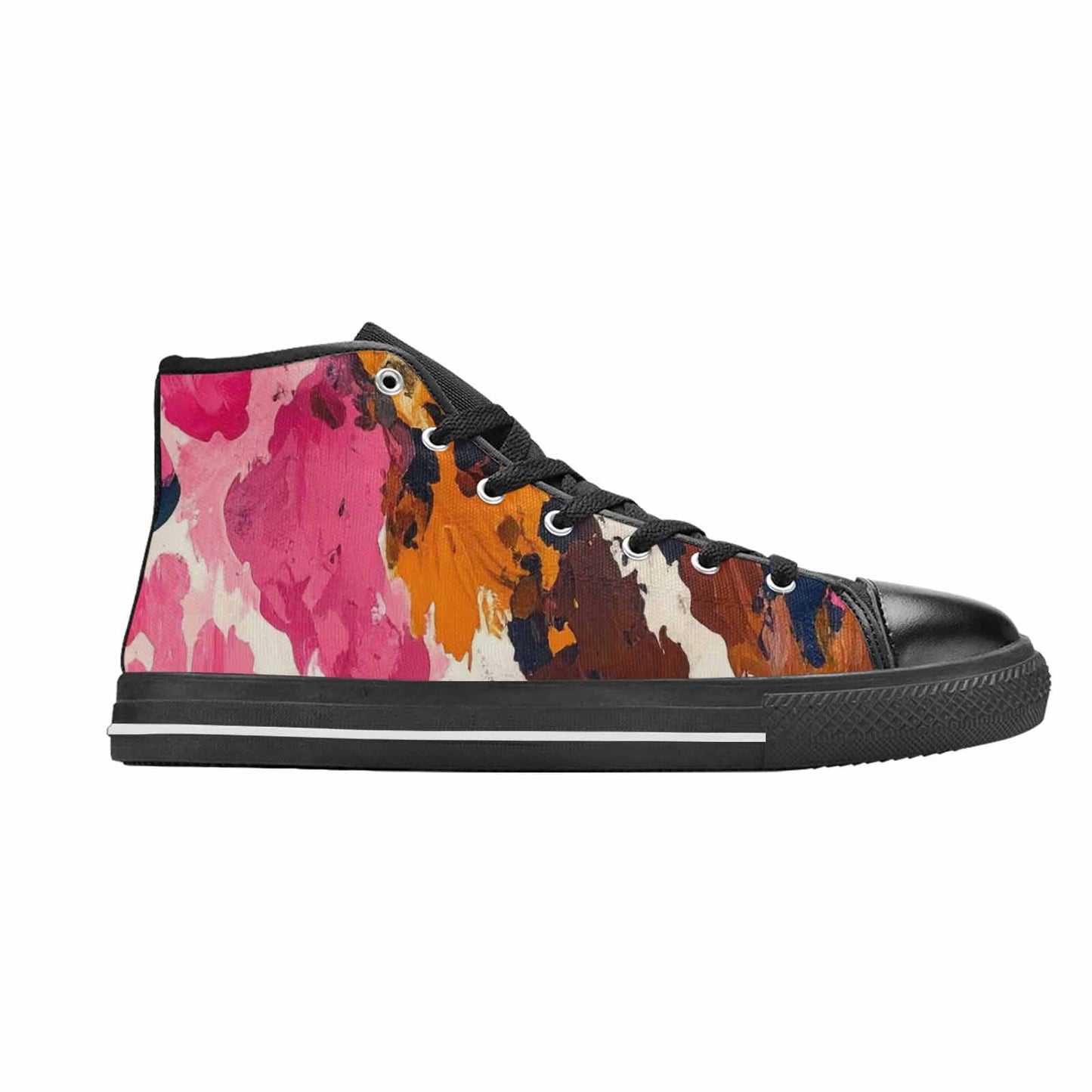 MEN'S Cow Animal Print High Top Canvas Neon Fantasy Shoes