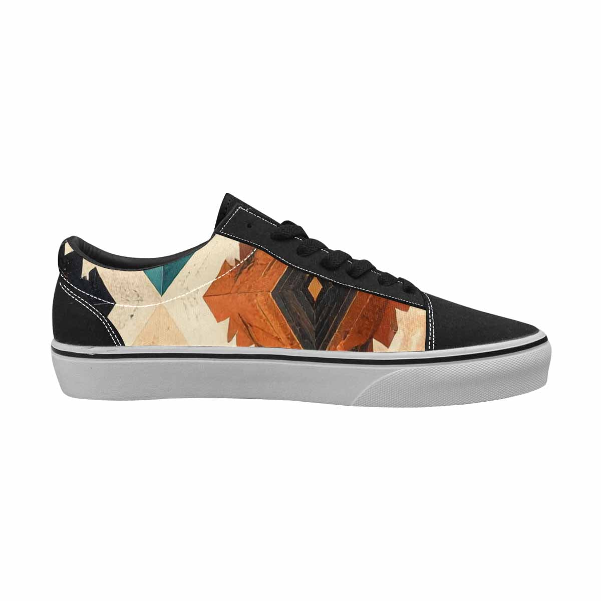 WOMEN'S Southwestern Geometric Diamond Canvas Lace-Up Dark Academia Custom Sneakers