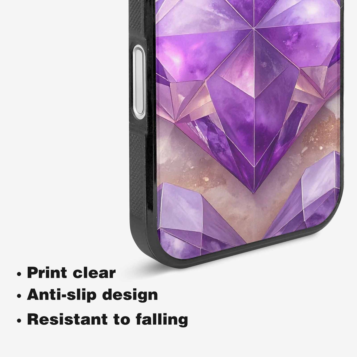 iPhone 16 Case — Amethyst Crystal Art Pattern, Custom Made Phone Cover