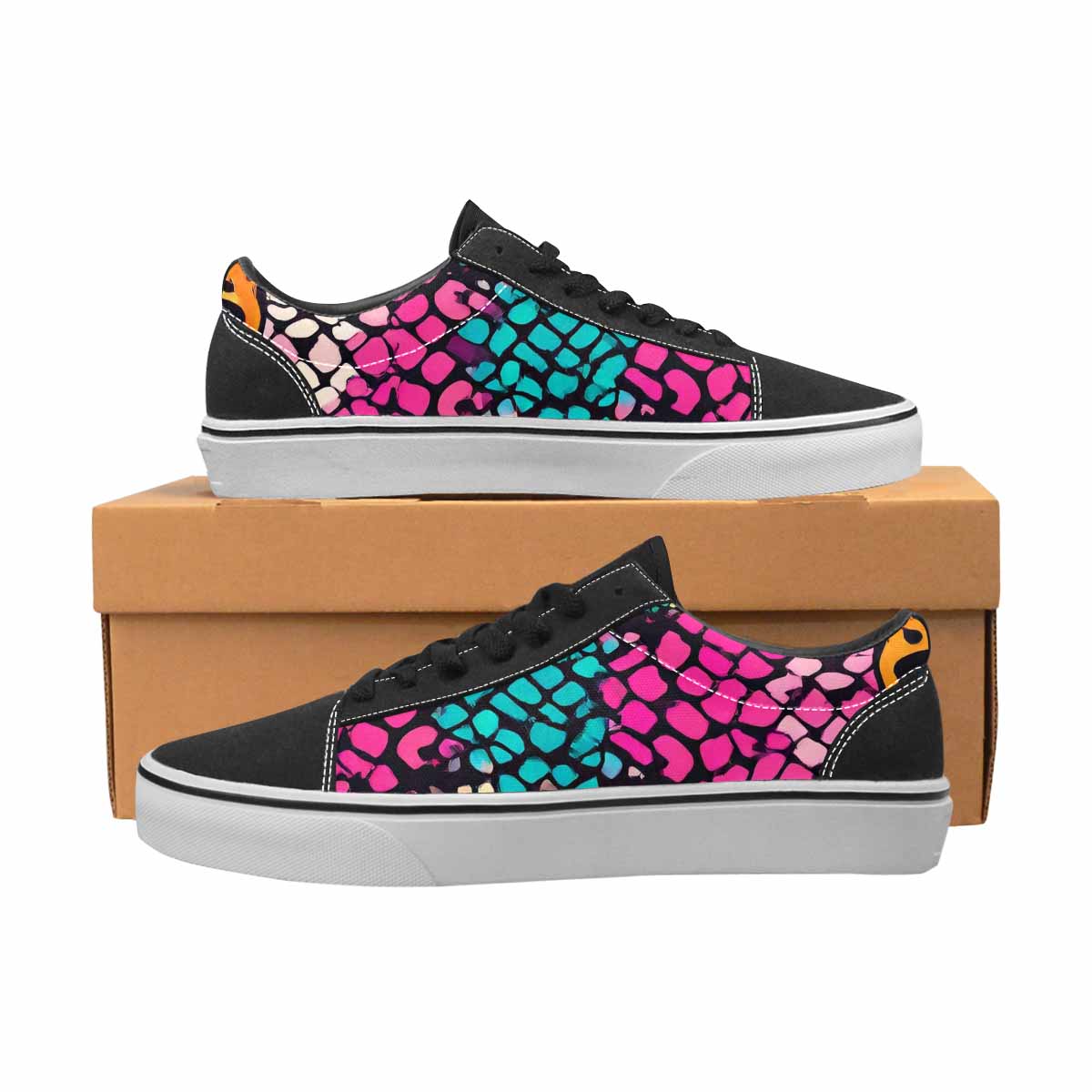 WOMEN'S Snake Print Skull Canvas Lace-Up Aesthetic Custom Shoes