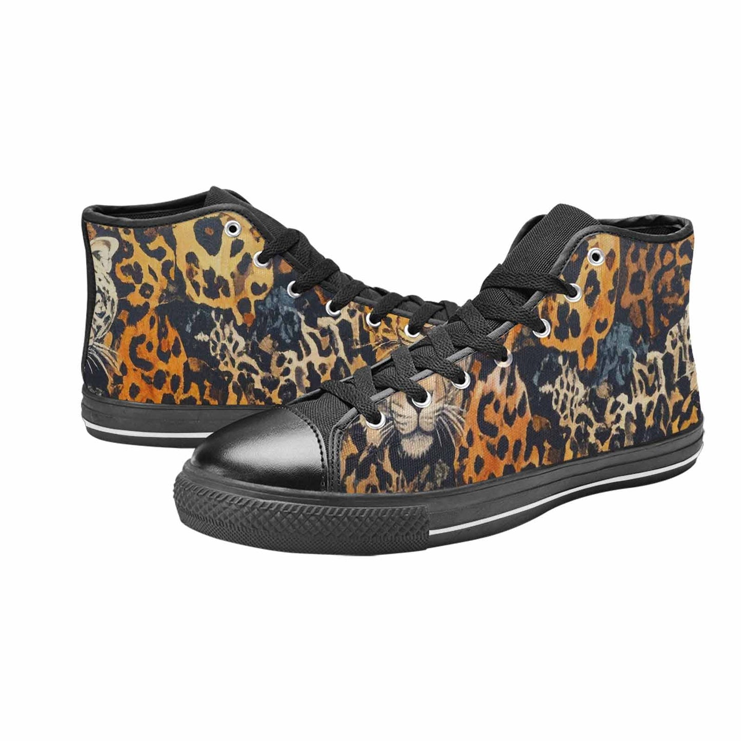 MEN'S Animal Print High Top Canvas Vibrant Chaos Custom Shoes
