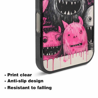 iPhone 16 Pro Max Case — Monsters General Black Pink Ink Cartoon, Custom Designed Case Cover