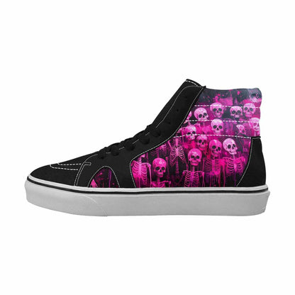 MEN'S Skeletons  Neon Pink High Top Canvas Surreal Shoes