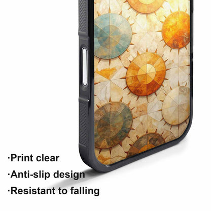 iPhone 17 Pro Case — Distressed Marble Sun Disc Original Art, Custom Printed Phone Case