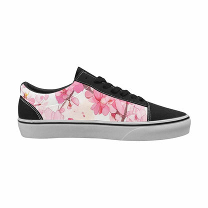 WOMEN'S Cherry Blossom Branch Cherry Lace-Up Canvas Dark Academia Custom Sneakers