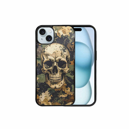 iPhone 15 Plus Case — Military Camo Skull Custom, Custom Art Phone Cover