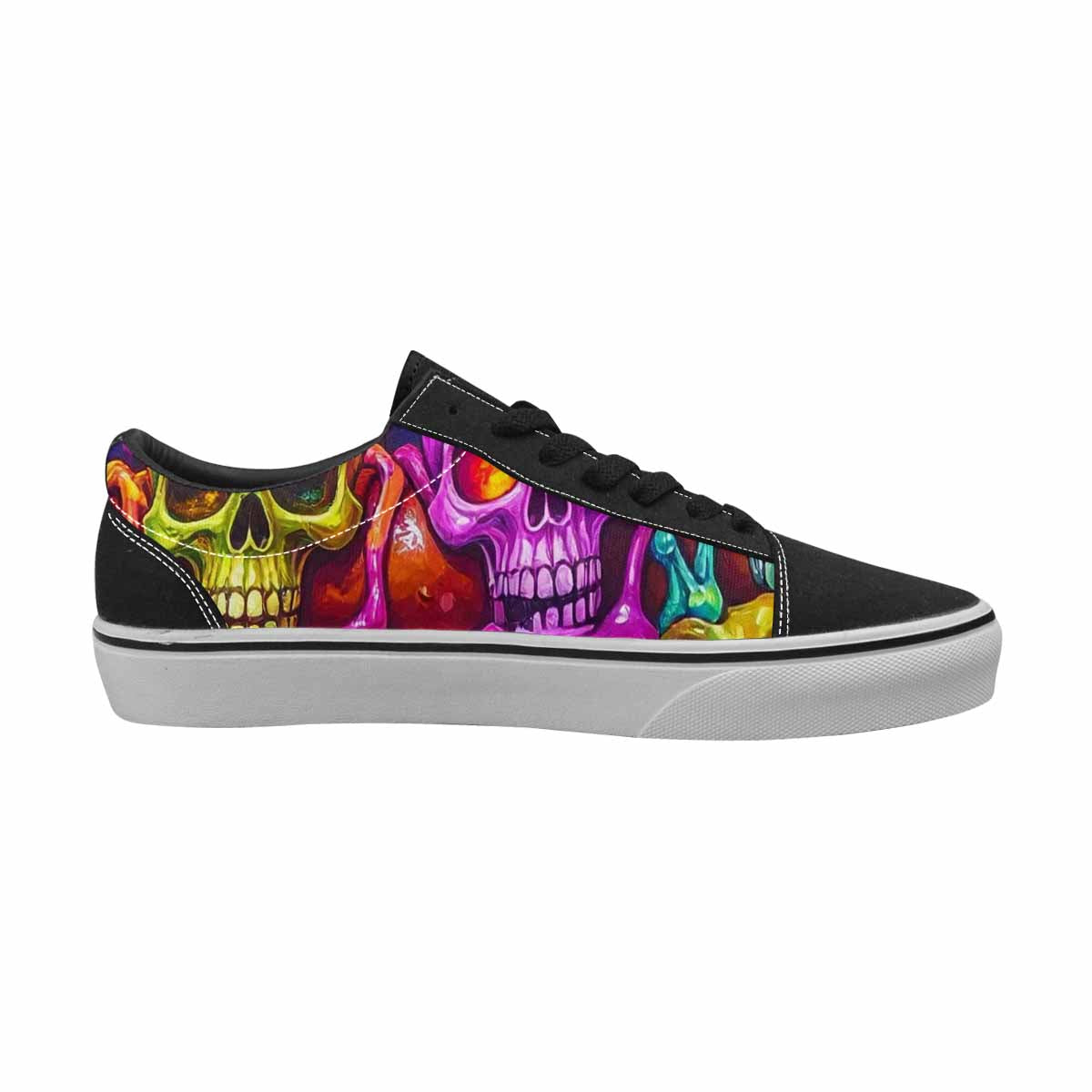 WOMEN'S Toxic Skeleton Hot Dog Lace-Up Canvas Grunge Custom Shoes