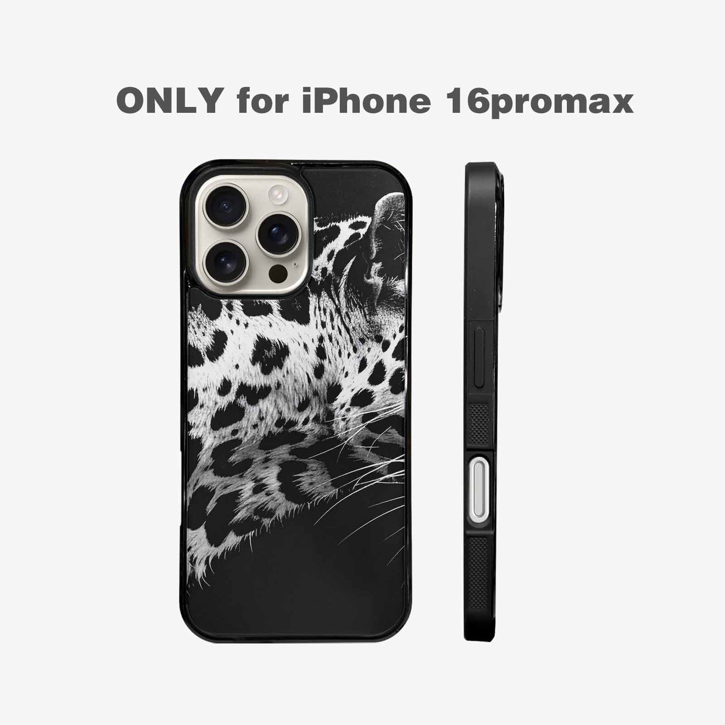 iPhone 16 Pro Max Case — Leopard Print Black And White Style, Custom Made Phone Cover