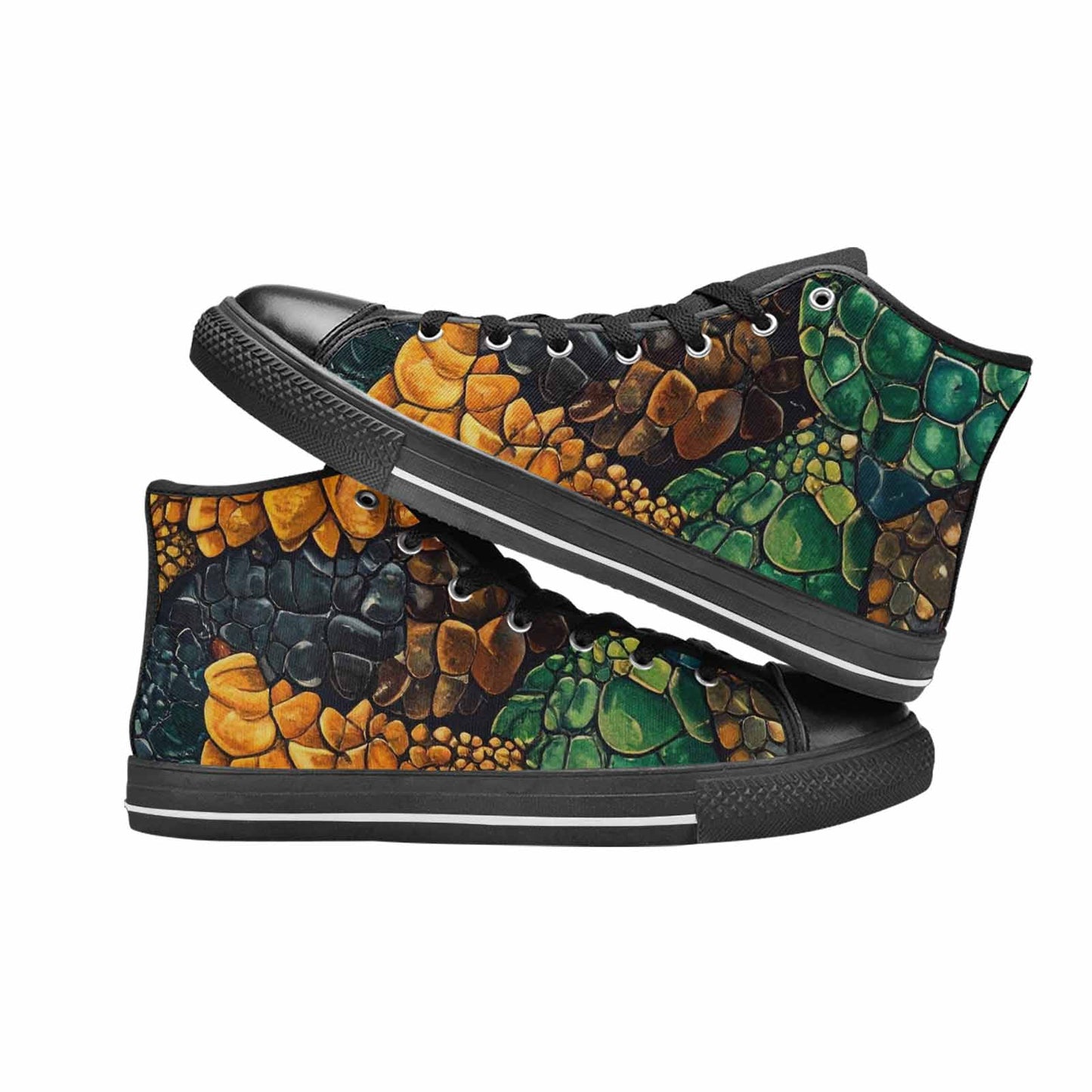 MEN'S Snake Skin Reptile High Top Canvas Wallpaper Art Shoes