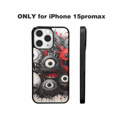 iPhone 15 Pro Max Case — Multi Eye Monster Black Red Ink, Personalized Phone Case