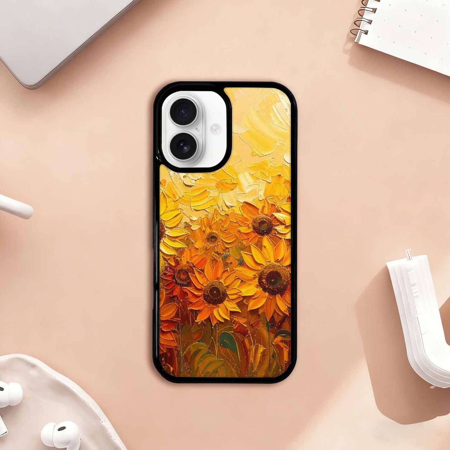 iPhone 17 Case — Impressionist Sunflower Brushstroke Pattern Floral, Custom Art Phone Cover