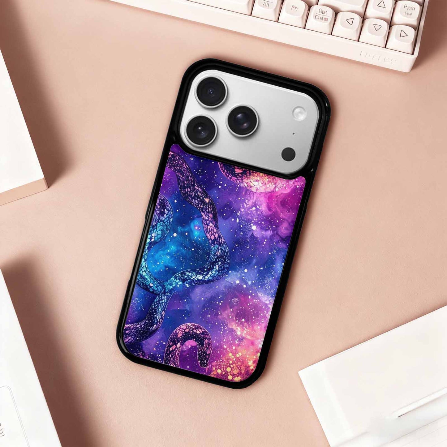 iPhone 17 Pro Case — Snake Print Galaxy Seamless Pattern Animal, Custom Made Phone Cover