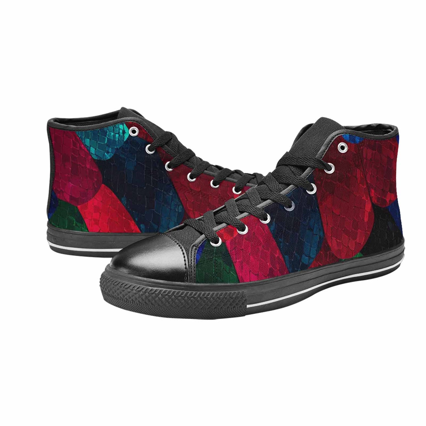 WOMEN'S Dark Snake Print High Top Canvas Y2K Shoes