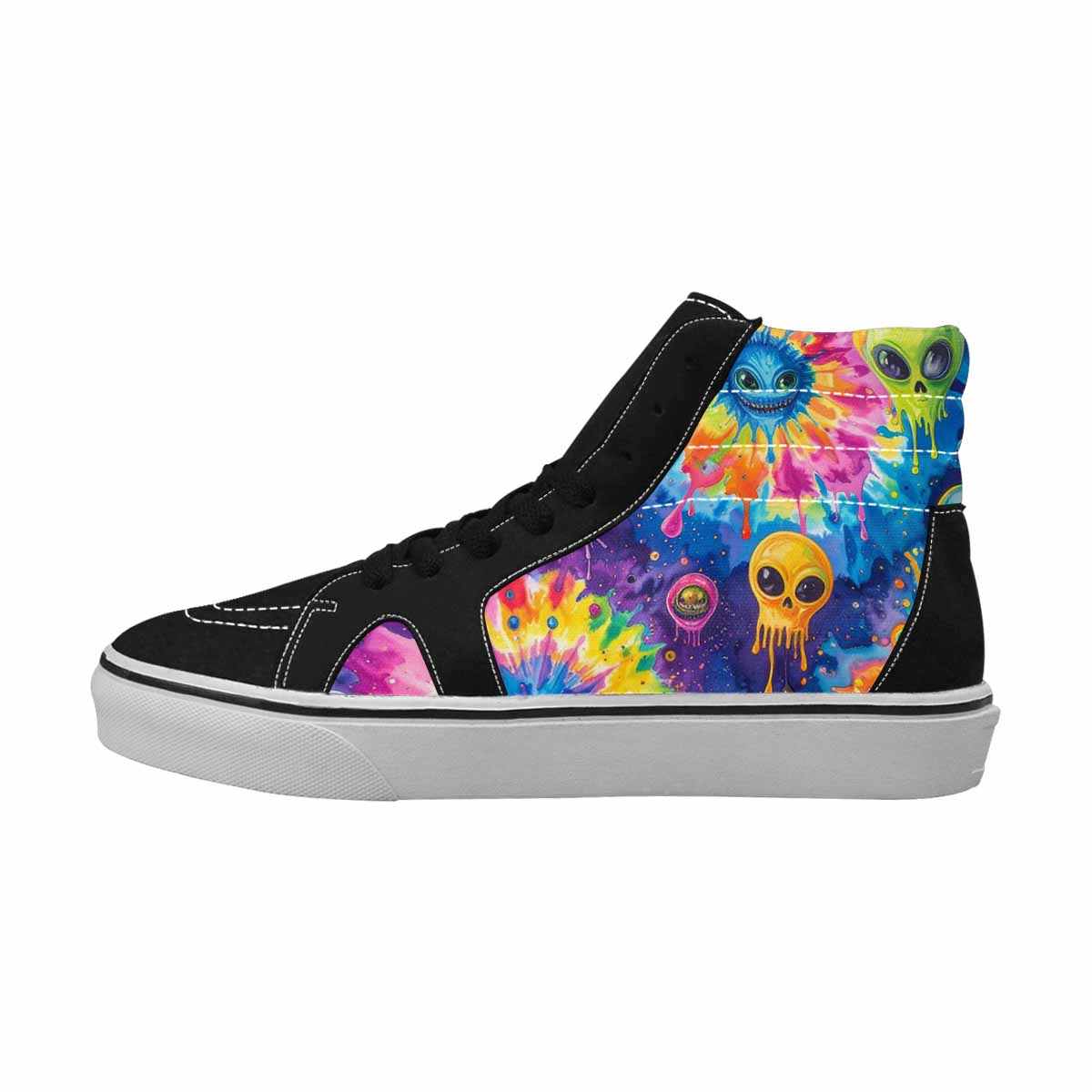 MEN'S Aliens  Tie Dye High Top Canvas Vibrant Chaos Sneakers