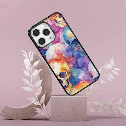 iPhone 15 Pro Max Case — Kulls Watercolor Skulls Small Skull Pattern, Custom Phone Case