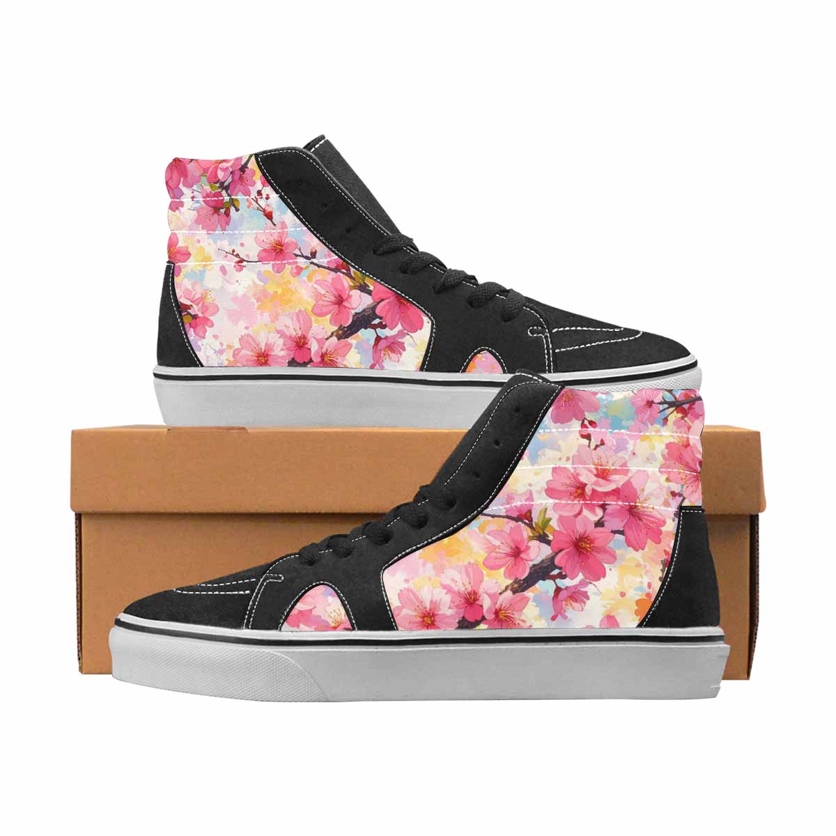 WOMEN'S Cherry Blossom High Top Canvas Statement Cottagecore Shoes