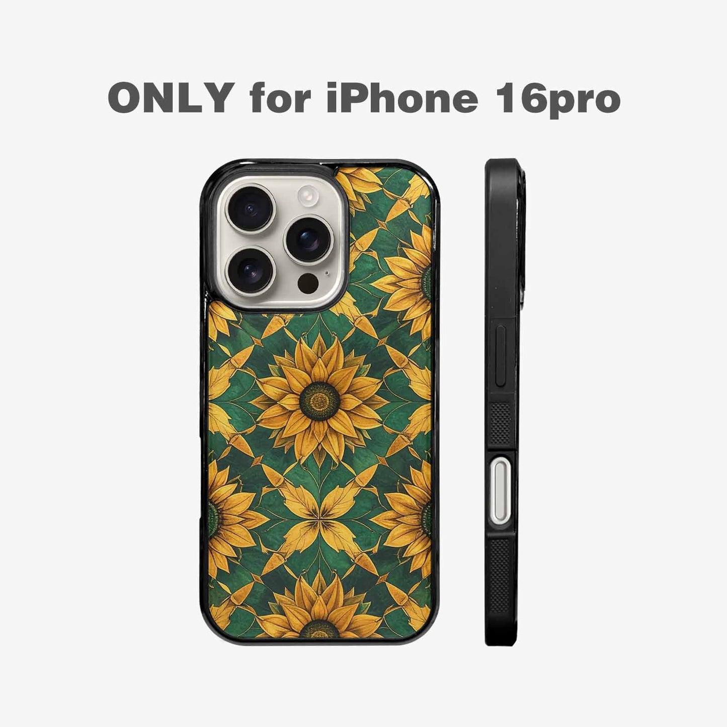 iPhone 16 Pro Case — Sunflower Mandala Kaleidoscope, Customized Protective Case