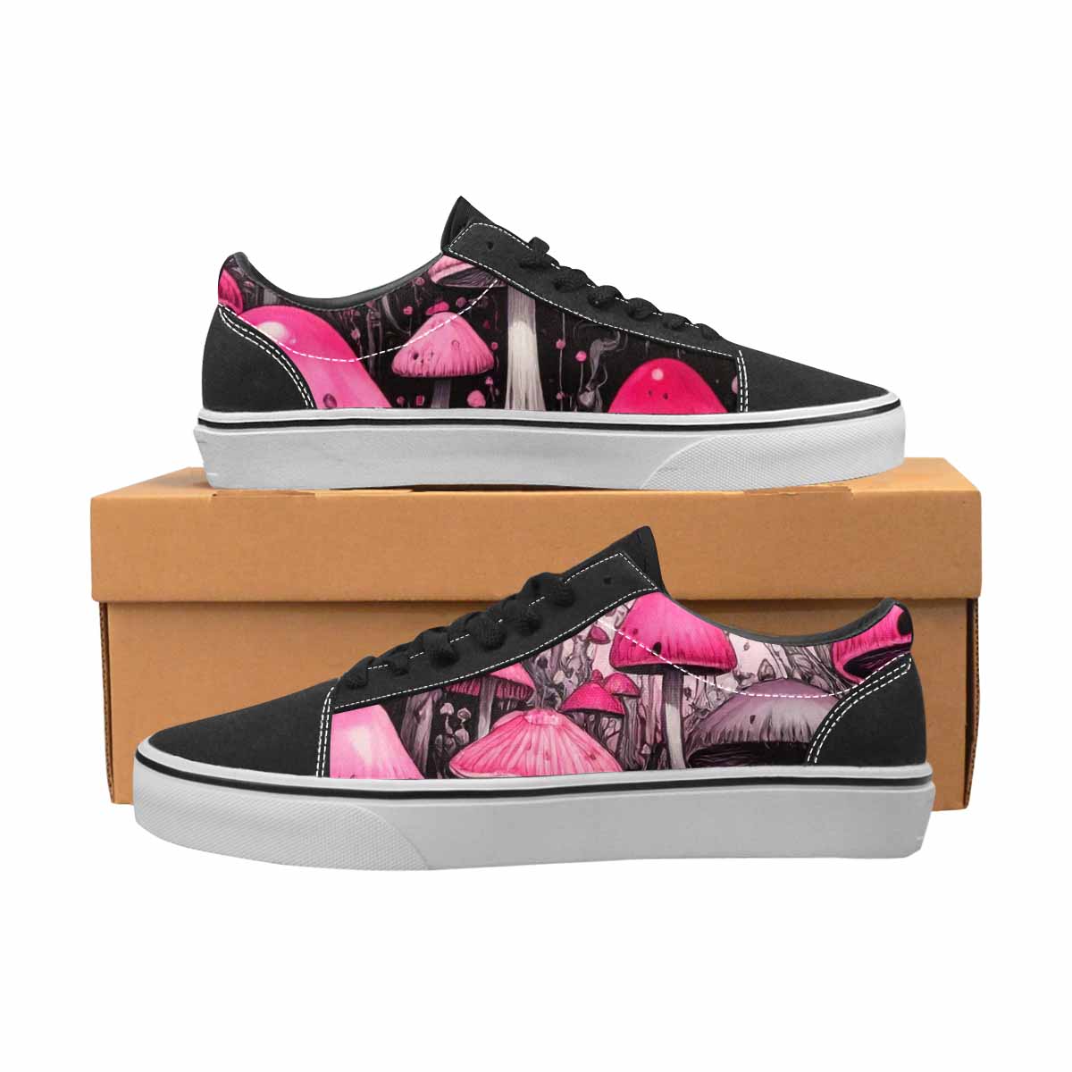 WOMEN'S Rainbow Drip Mushrooms Lace-Up Canvas Dreamlike Custom Shoes