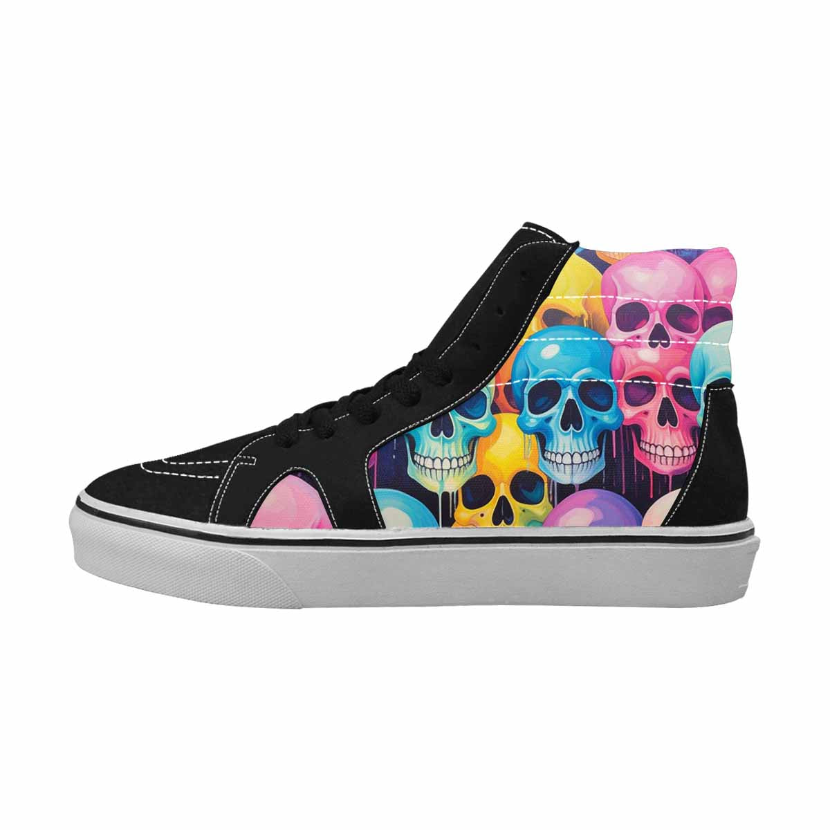 WOMEN'S Dripping Candy Skulls High Top Canvas Grunge Custom Sneakers