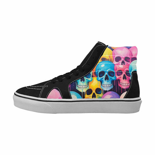WOMEN'S Dripping Candy Skulls High Top Canvas Grunge Custom Sneakers