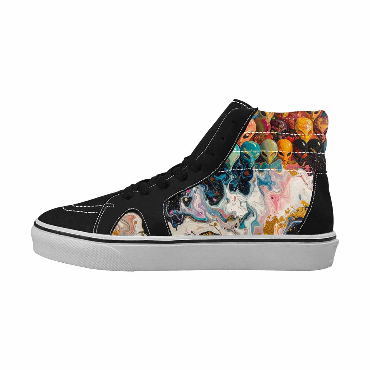 MEN'S Aliens  Marble Aliens High Top Canvas Melting Art Sneakers