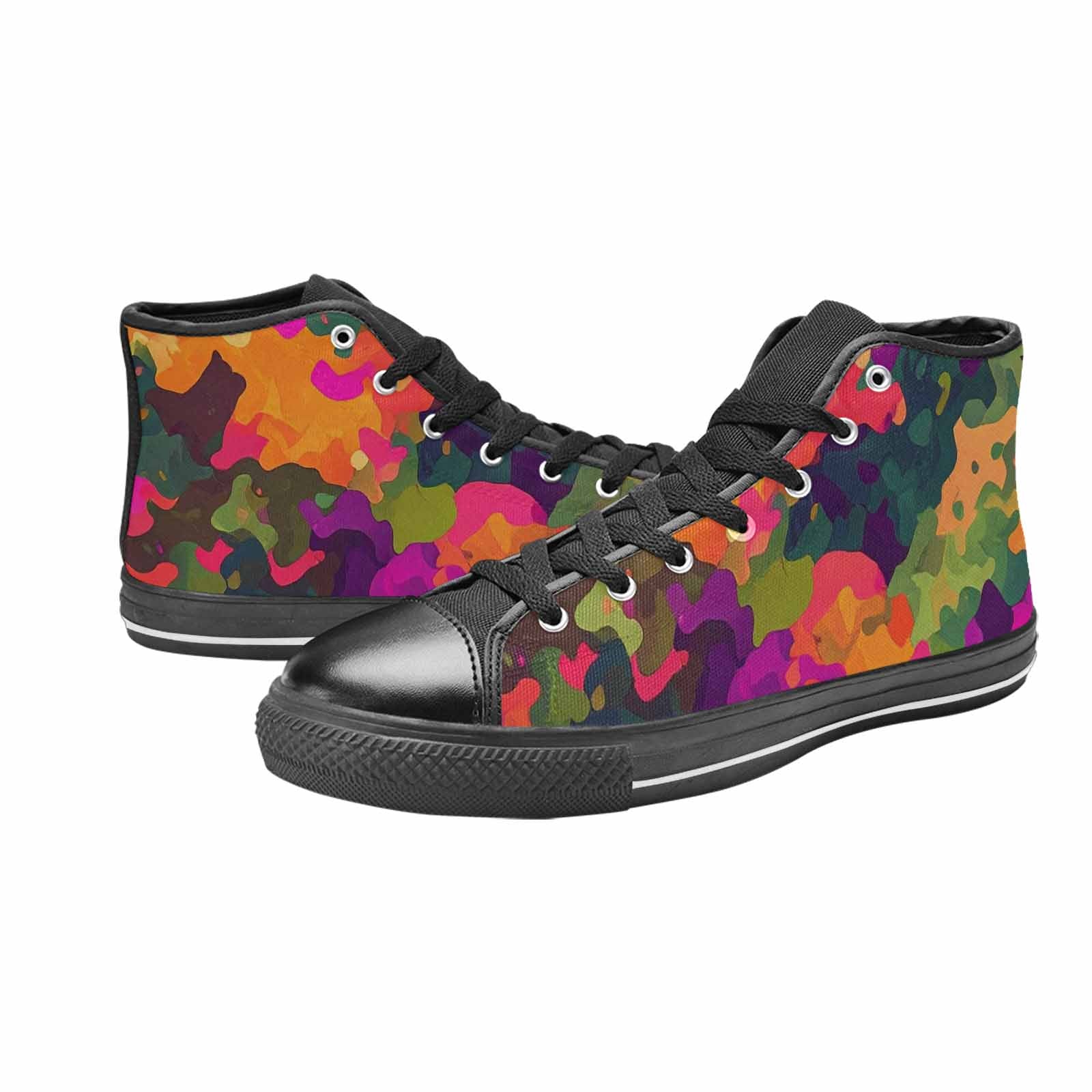 WOMEN'S Military Camouflage Blotch High Top Canvas Grunge Custom Shoes
