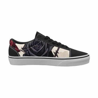 MEN'S Black Gothic Rose Canvas Lace-Up Surreal Custom Sneakers